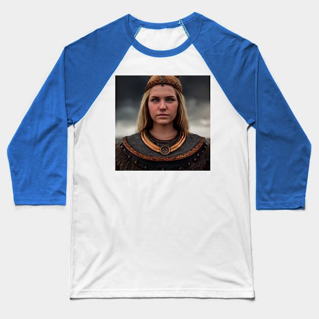 Viking Shield Maiden Baseball T-Shirt by Grassroots Green